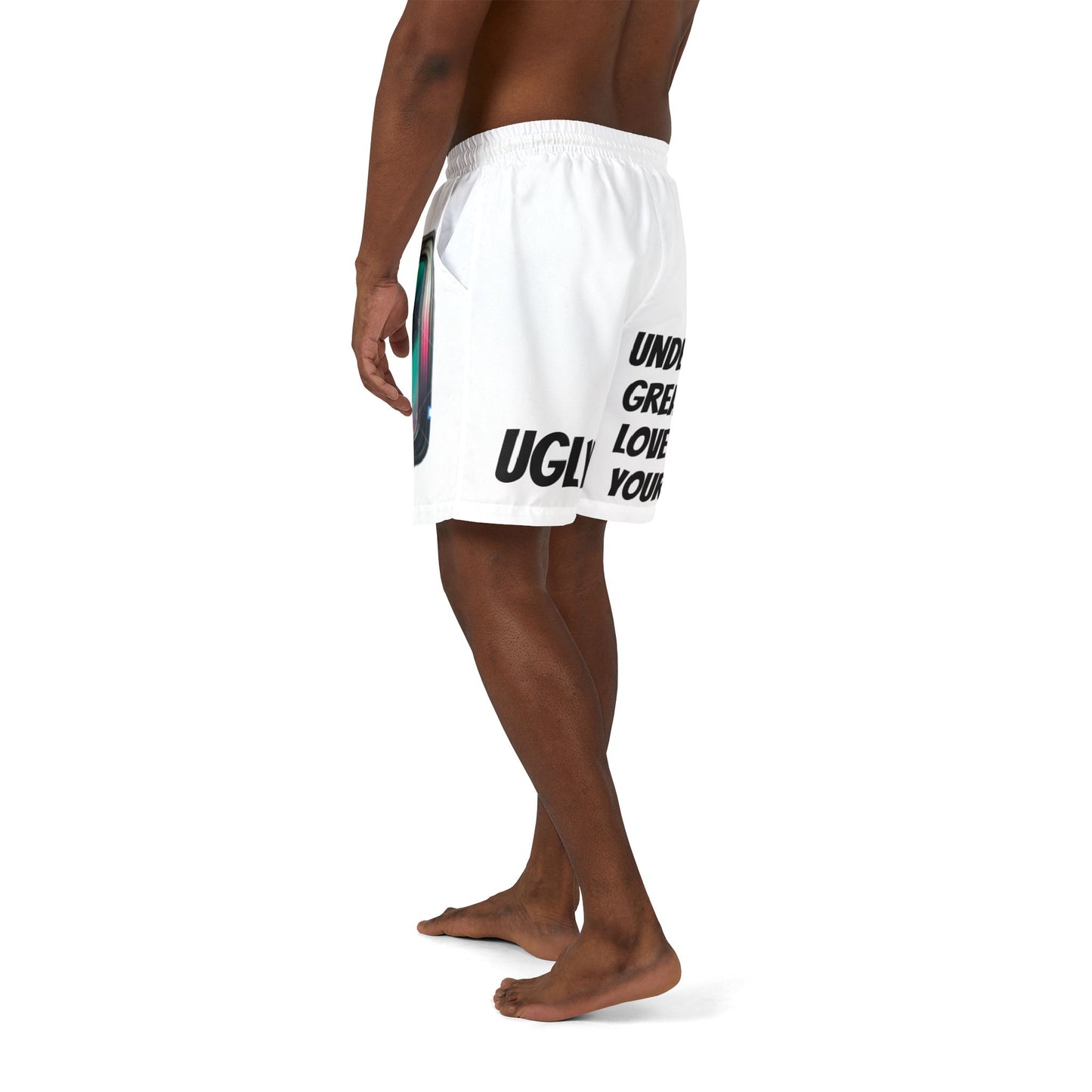 UGLY Swim Shorts - Motivational Unisex Board Shorts for Beach, Pool, Summer Vibes, Self-Love, Gift for Him/Her