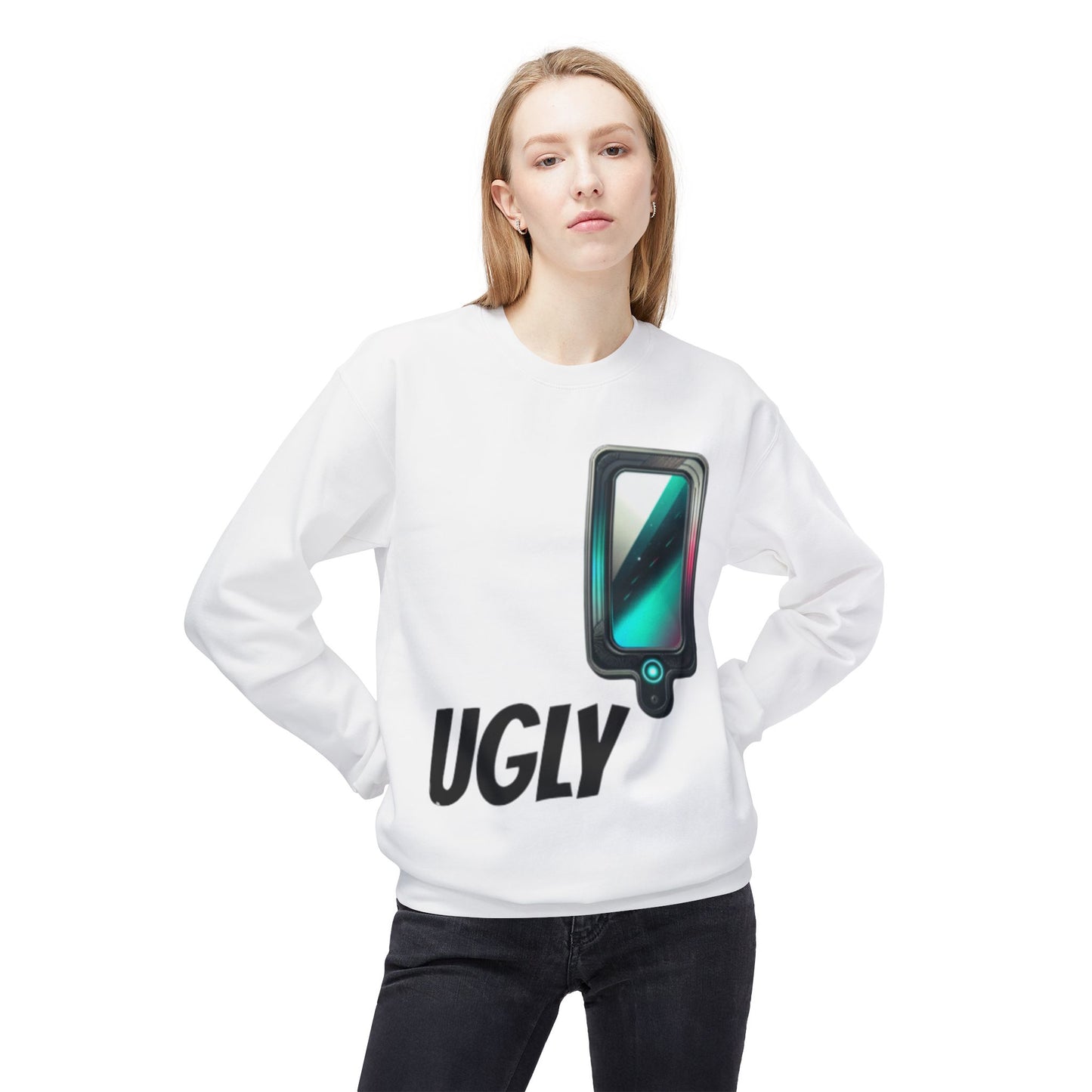 Ugly Unisex Fleece Crewneck Sweatshirt - 'UGLY' Inspirational Sayings, Cozy Fashion, Self-Love Gift, Unique Graphic Sweatshirts, Perfect [...]